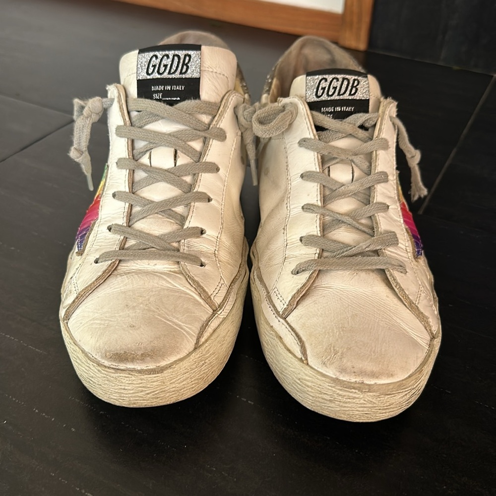 Golden Goose Womens Private Edition Superstar Silver Glitter Sneakers SZ 40 - Picture 3 of 10